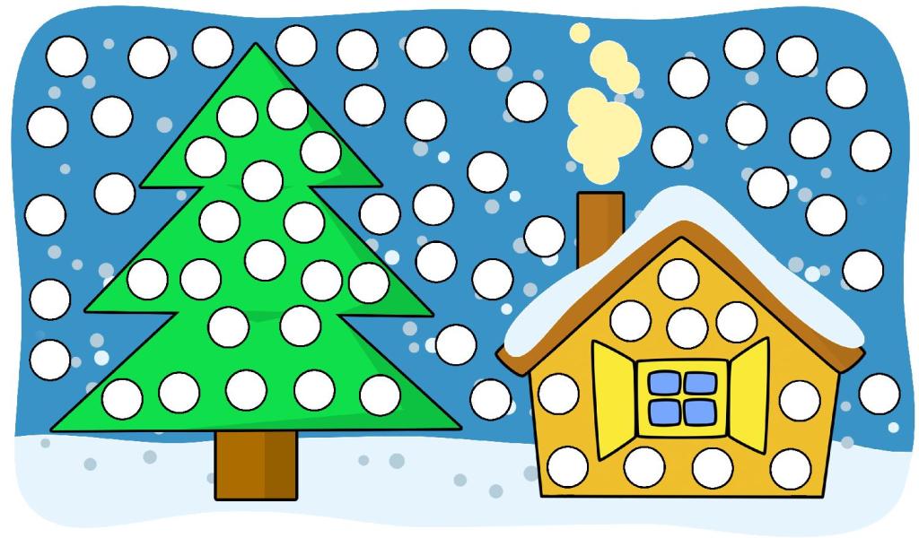 Zima – wyklejanie kropek z&nbsp;plasteliny