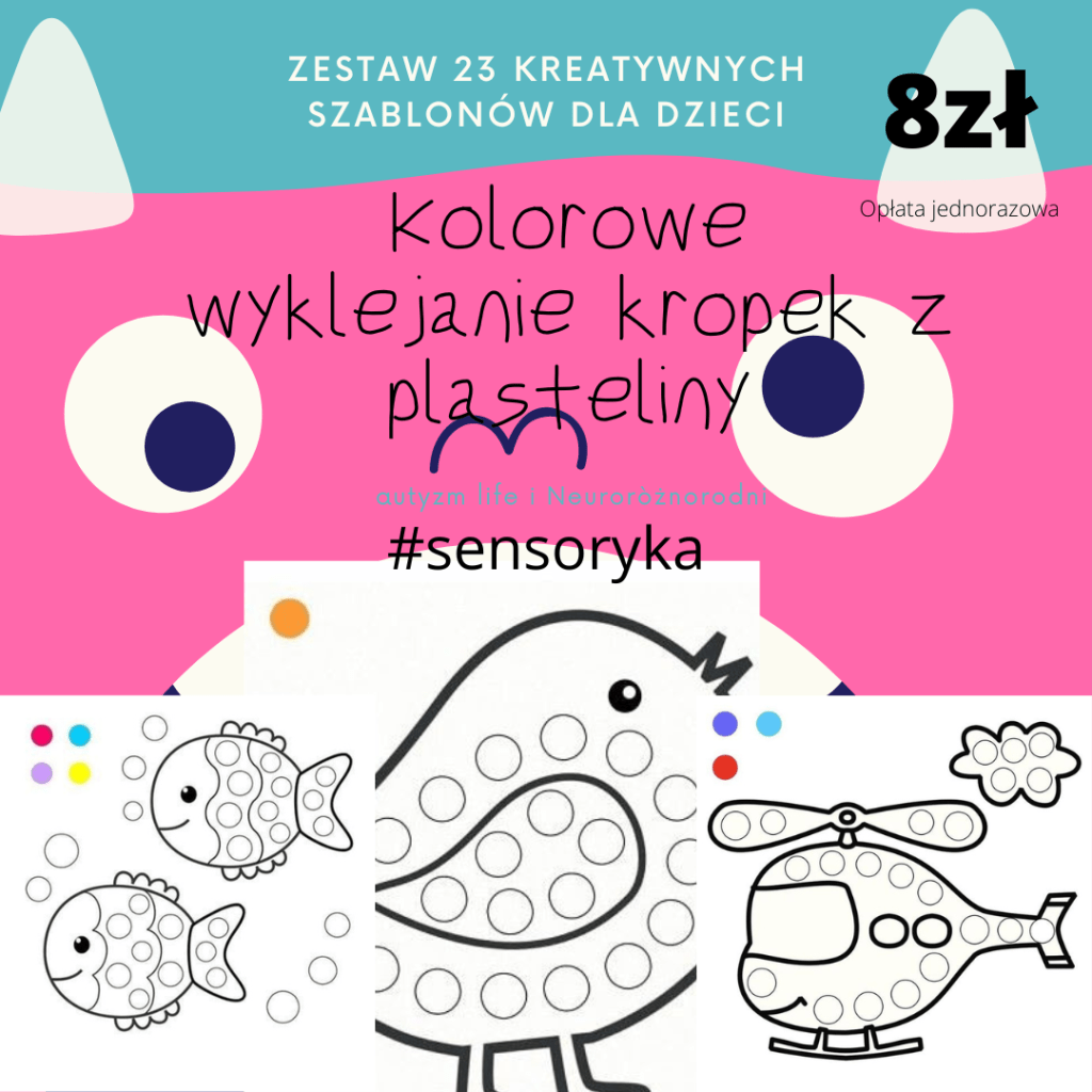 Kolorowe wyklejanie kropek z plasteliny – zestaw 23 kreatywnych szablonów dla dzieci – 8&nbsp;zł