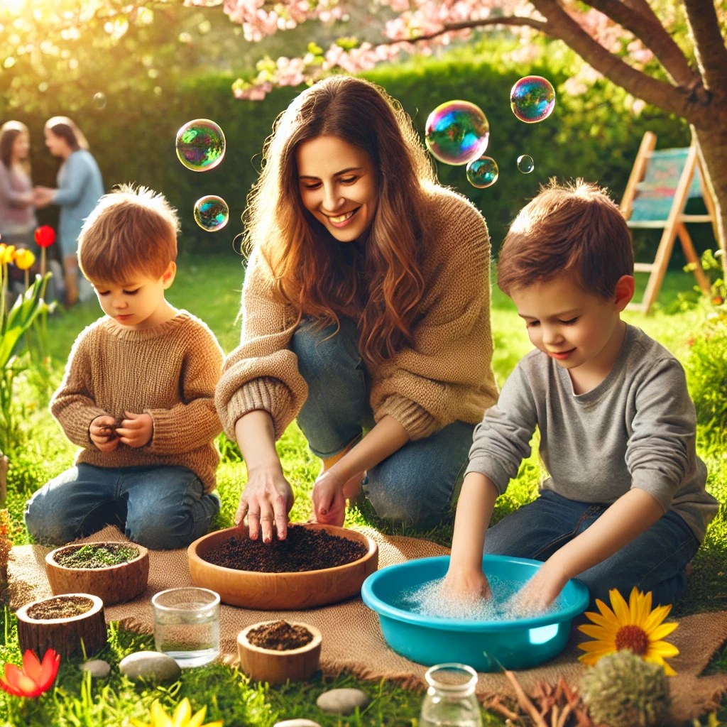 Eksperymenty z wodą, ziemią i powietrzem – wiosenne odkrywanie świata wszystkimi&nbsp;zmysłami