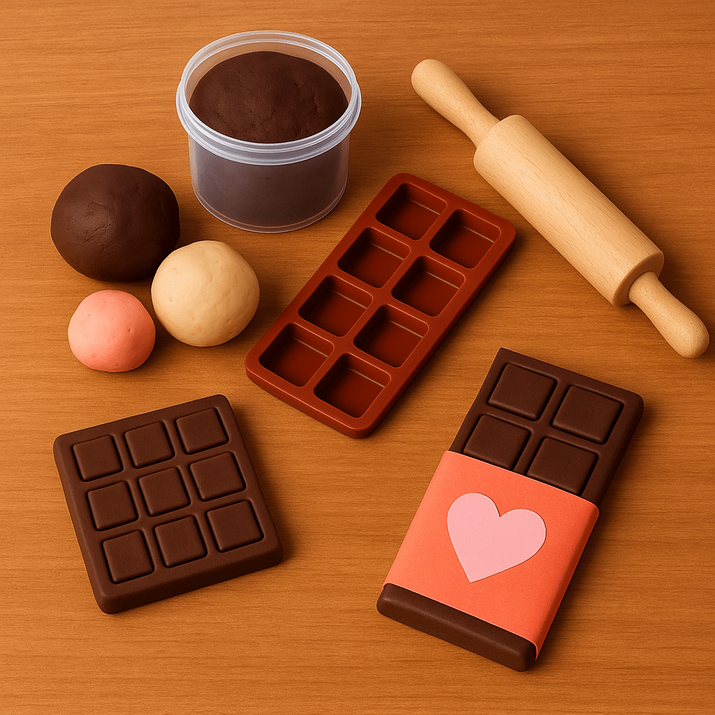 🍫 Zabawa „Fabryka czekolady” – tworzenie czekolady z masy plastycznej. Dzień&nbsp;Czekolady